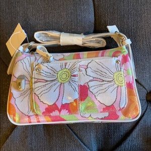 Darling New Bright Floral Purse with White Patent